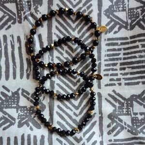 Tocara 3 Black and Gold Beaded Stretch Bracelet Set (J2)
